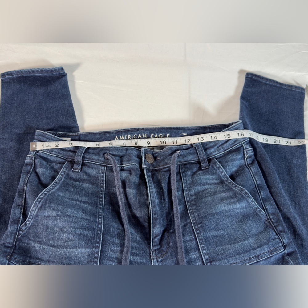 American Eagle Hi-rise jeggings Cargo Denim Pants w!Utility Pockets so 14 short - Picture 5 of 7